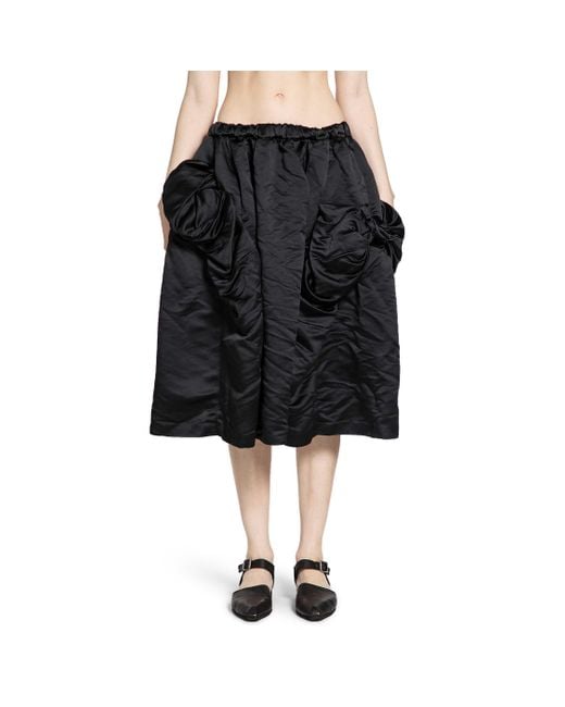 Cdg/cdg Black Ruffled Satin Midi Skirt
