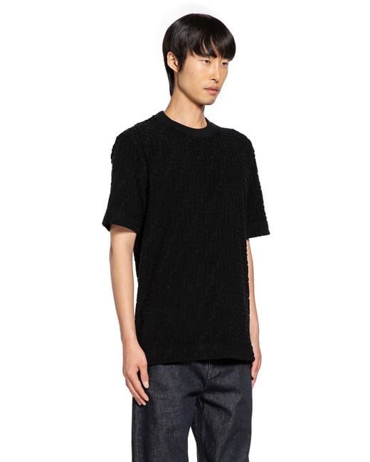 Fendi Black Towelling Ff T-Shirt for men