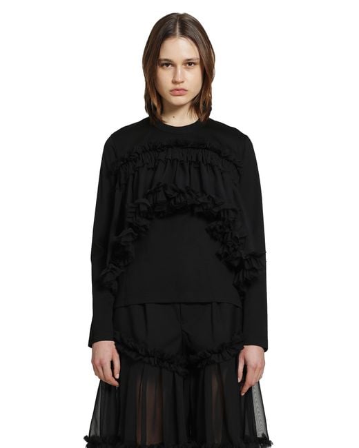Noir Kei Ninomiya Black Tulle Long Sleeve T-Shirt