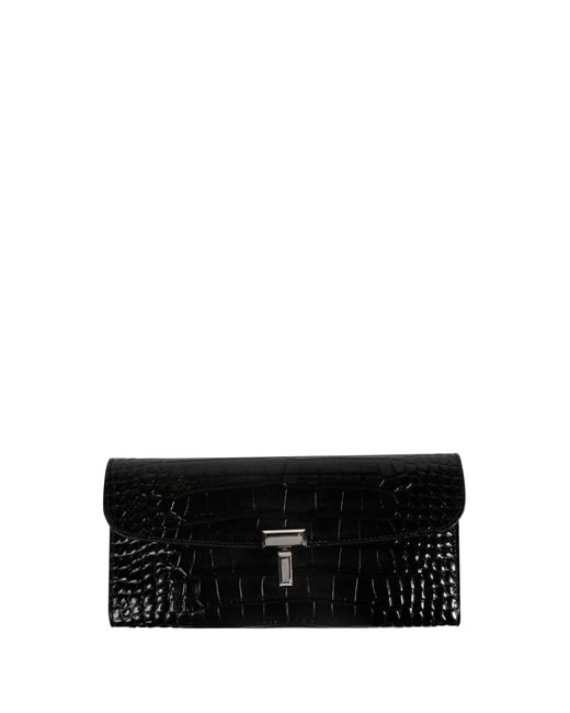 Totême Black T-Lock Croco-Embossed Wallet