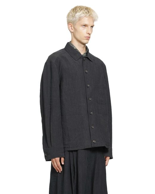 Ziggy Chen Black Spread Collar Chore Jacket for men