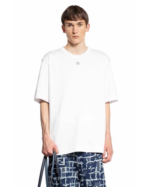 Fendi White Cotton T-Shirt for men