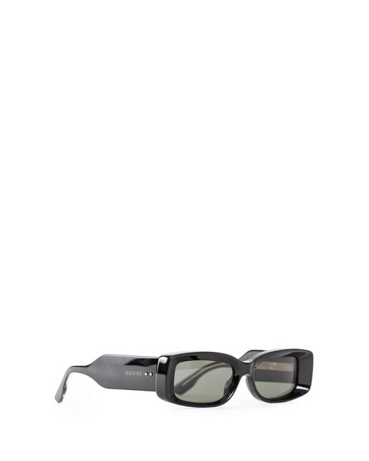Gucci Black Rectangular Acetate Sunglasses