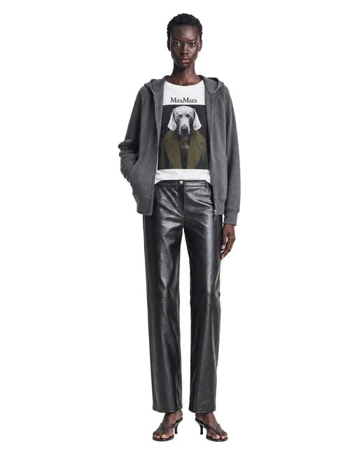 Max Mara Black Technical Cotton Zip-Up Hoodie