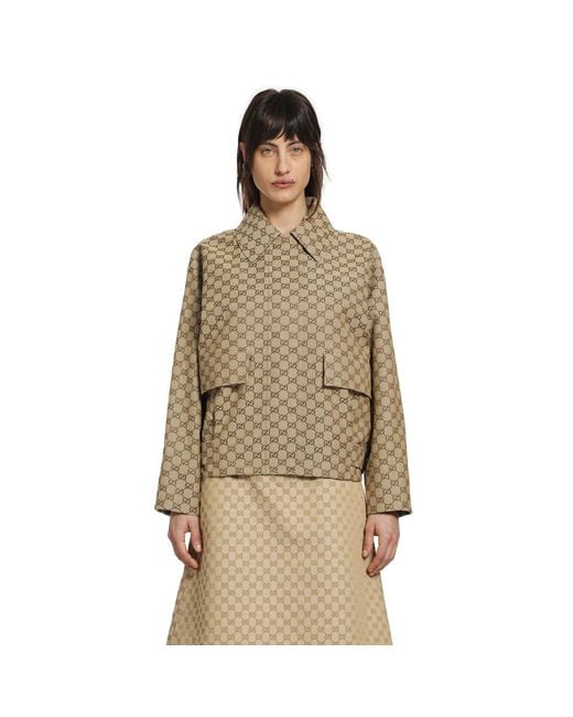 Gucci Natural Gg Canvas Bomber Jacket