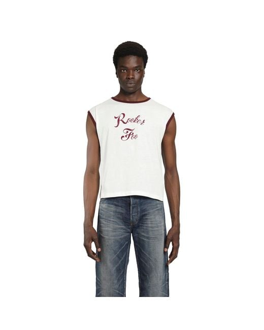 Second Layer White Rocker Foo Ringer Tank Top for men