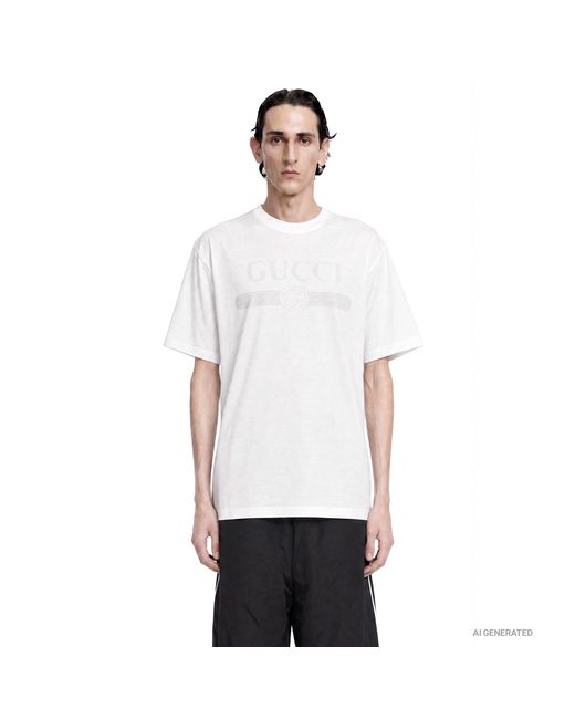 Gucci White Interlocking G Web T-Shirt for men