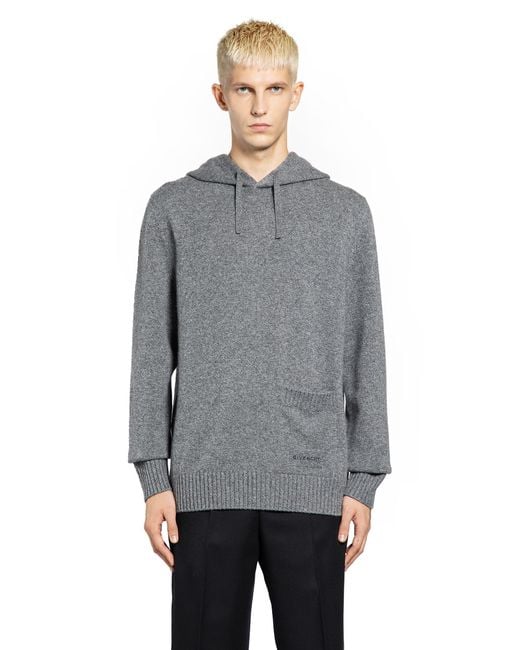 Givenchy Gray Hooded Knitted Sweater for men