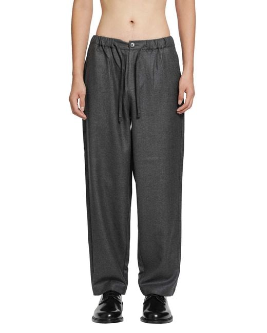 ROSE BURRITO Black Wool Flannel Pyjama Trousers for men