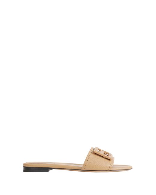 Fendi Metallic Leather Slides