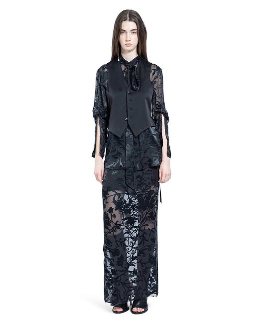 Ann Demeulemeester Blue Dien Standard Collar Long Shirt With Foulard