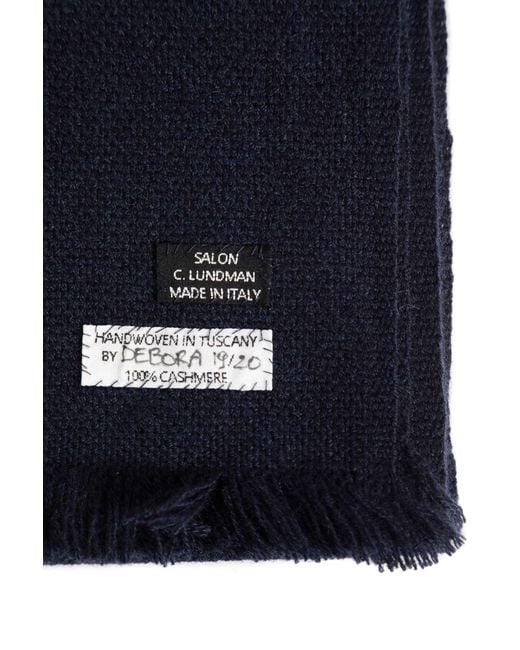 SALON C. LUNDMAN Blue Handwoven Cashmere Scarf for men