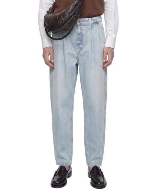 Hed Mayner Blue Pleated Denim Pants for men