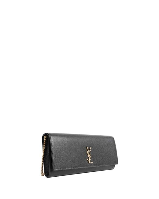 Saint Laurent Black Grain De Poudre Leather Kate Clutch