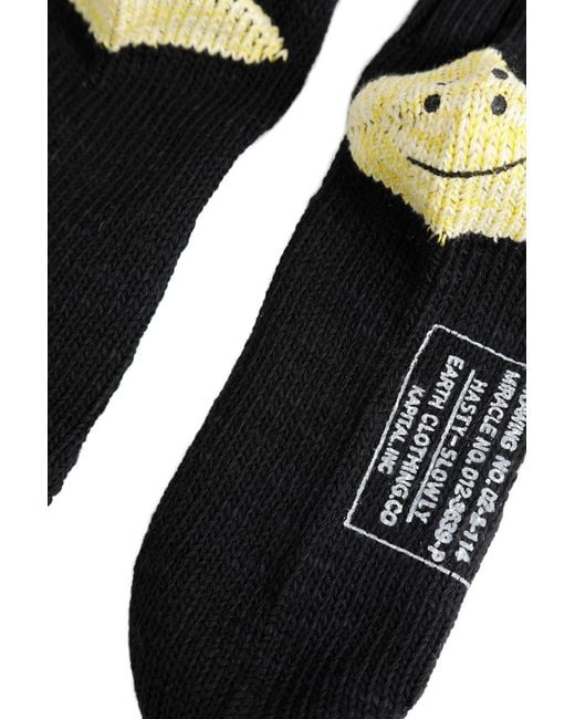 Kapital Black Rainbowy Happy Heel Socks for men