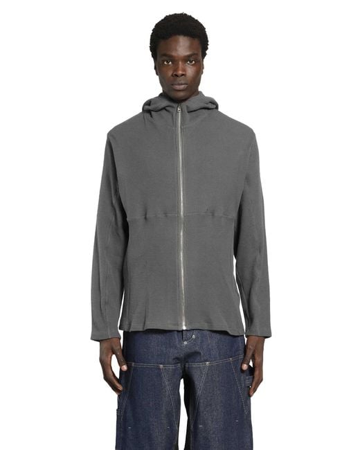 BRYAN JIMENE`Z Gray Thermal Zip-Up Hoodie for men