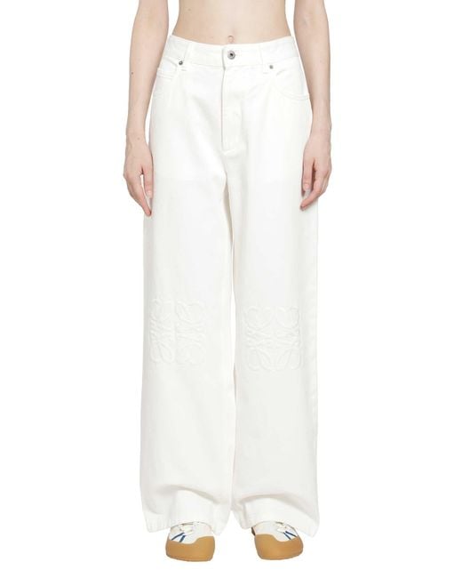 Loewe White Anagram Baggy Jeans