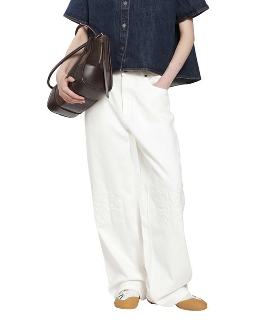 Loewe White Anagram Baggy Jeans