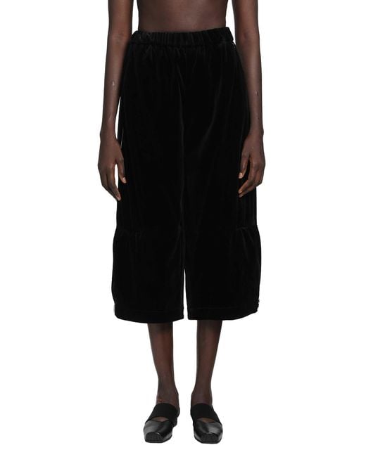 Renli Su Black Cropped Velvet Trousers
