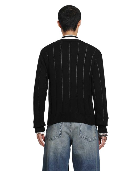 Ann Demeulemeester Black Rikki Brushed Rib Crewneck Sweater for men