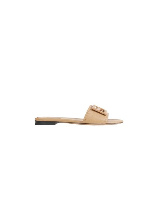 Fendi Metallic Leather Slides