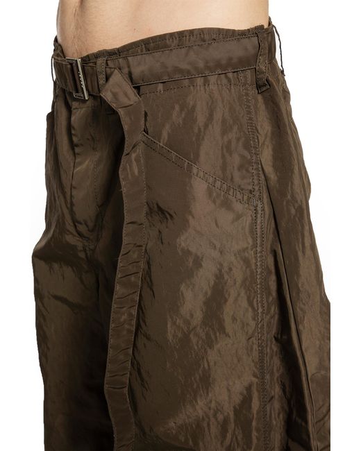 Sacai Brown Treated Nylon Twill Pants for men