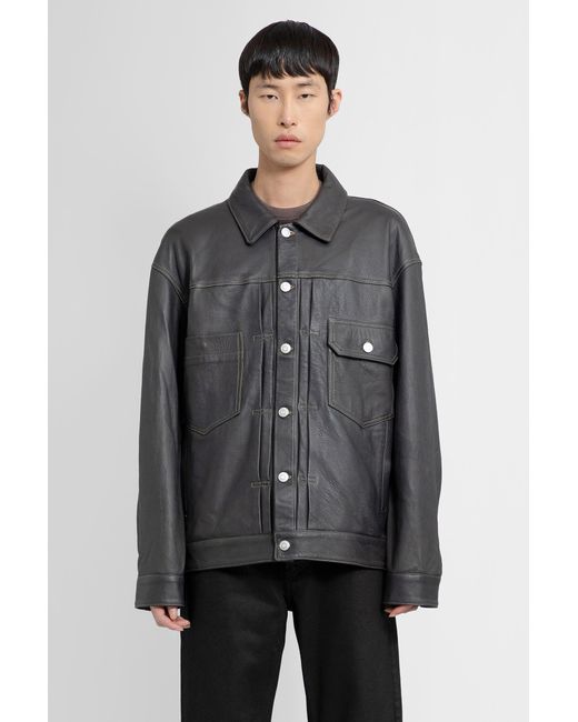 Giorgio Brato Gray Leather Jackets for men