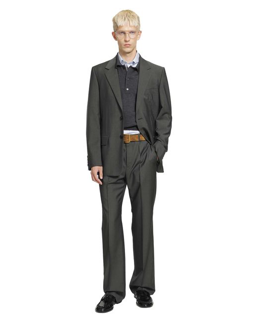Valentino Gray Single-Breasted Wool Jacket for men