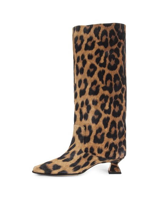 Miista Brown Effie Animal Print Tall Boots