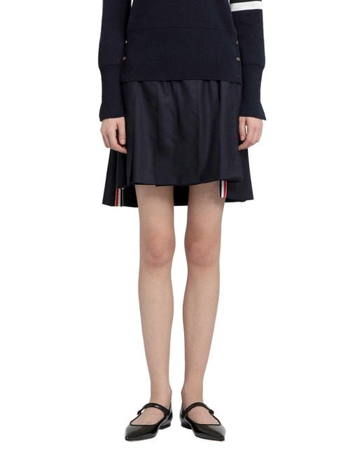 Thom Browne Blue Super 120's Twill Pleated Mini Skirt