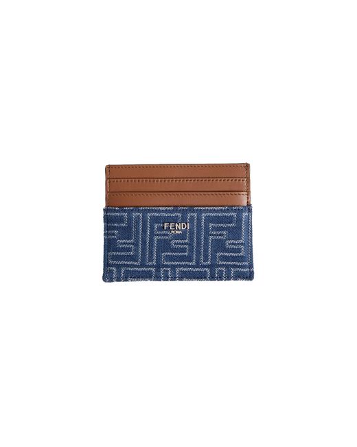 Fendi Blue Ff Denim And Leather Cardholder for men