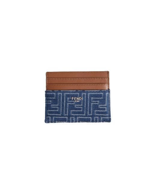 Fendi Blue Ff Denim And Leather Cardholder for men