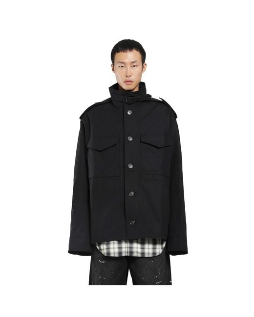 Acne Black Cotton Nylon Field Jacket for men