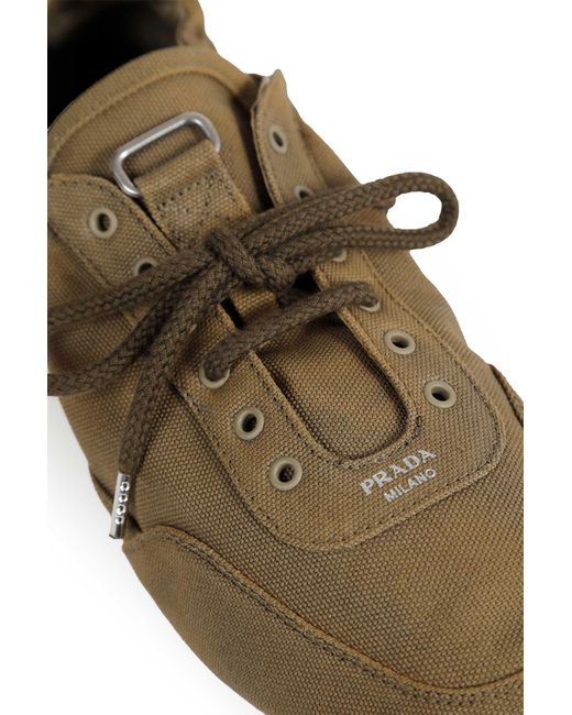 Prada Natural Collapse Canvas Sneakers
