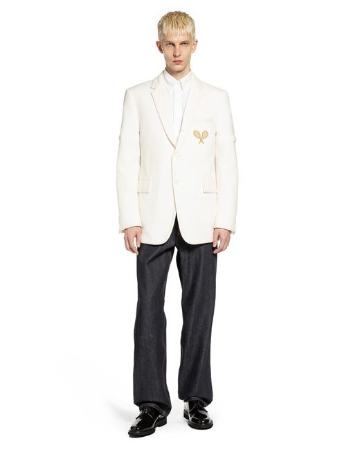 Thom Browne White Wide Shoulder Blazer for men
