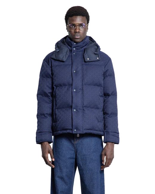 Gucci Blue Giacca Imbottita Gg Canvas for men