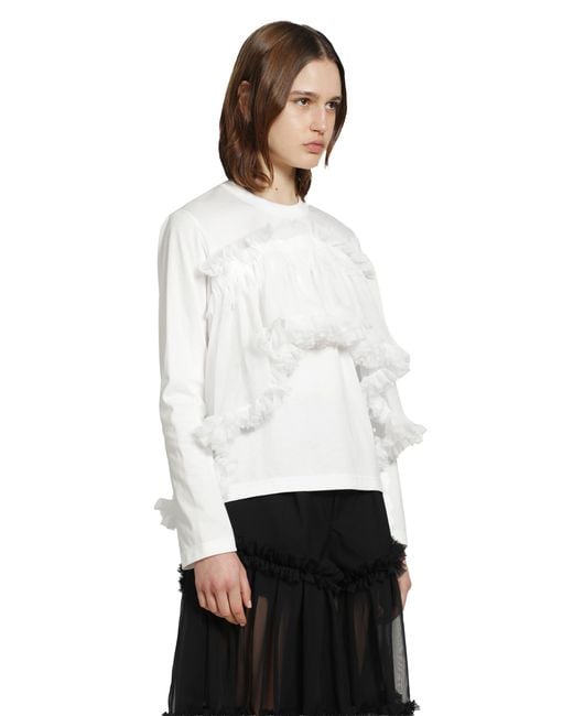 Noir Kei Ninomiya White Tulle Long Sleeve T-Shirt