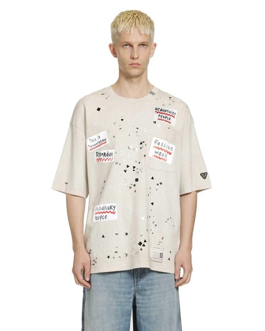 Maison Mihara Yasuhiro Natural Embellished Sticker T-Shirt for men