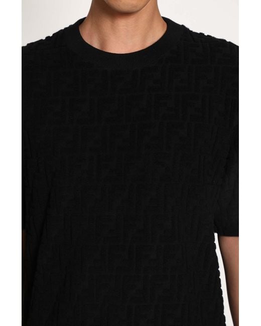 Fendi Black Towelling Ff T-Shirt for men