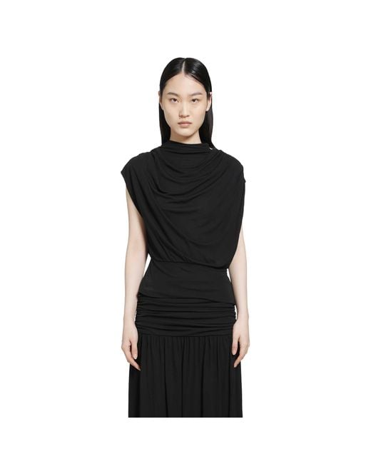RETORI Black Draped Viscose Jersey Top