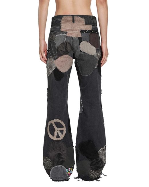 Kapital Black 14Oz X Denim 5P Rat Flare Pants for men