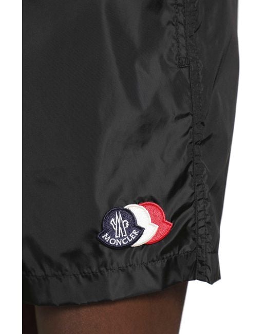 Moncler Black Logo Patch Swim Shorts for men