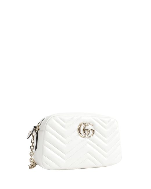 Gucci White Gg Marmont Small Camera Bag