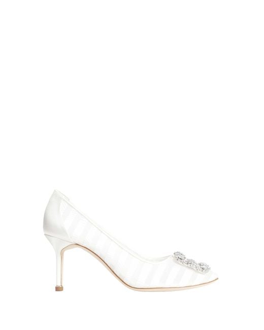 Manolo Blahnik White Hangisila Pumps