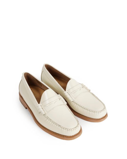 G.H.BASS White Weejuns Larson Leather Penny Loafers for men