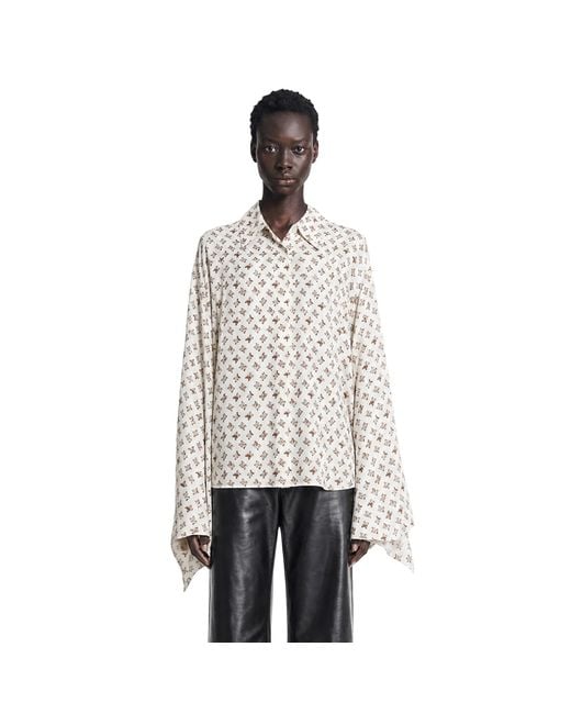 Max Mara White Oversized Printed Silk Shirt