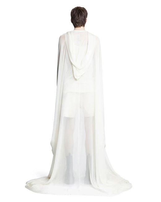 Rick Owens White Hollywood Hooded Kaftan for men