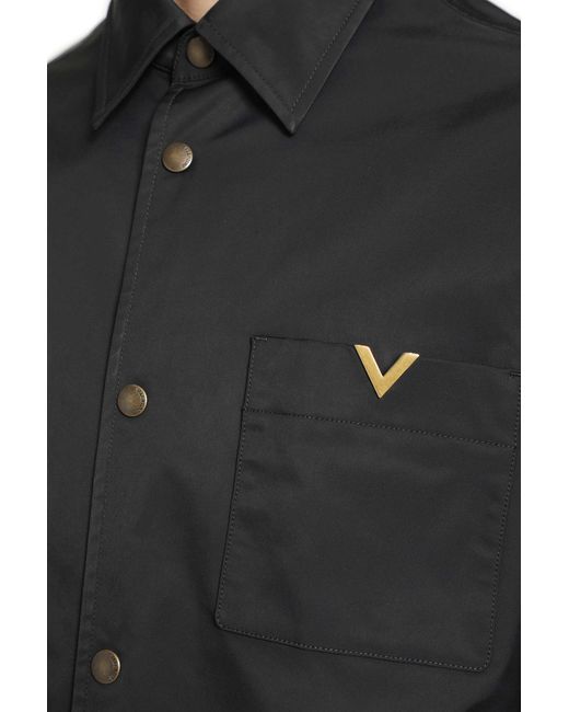 Valentino Black Vgold Nylon Shirt Jacket for men