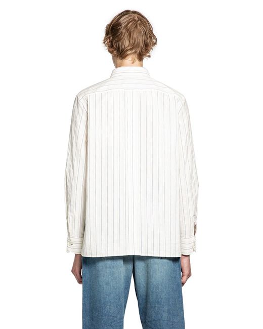 Saint Laurent White Cassandre Striped Shirt for men