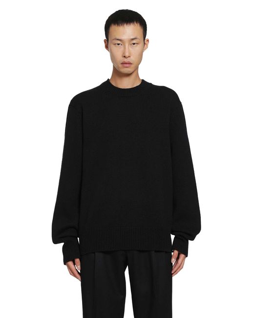 SALON C. LUNDMAN Black Chunky O-Neck Sweater for men